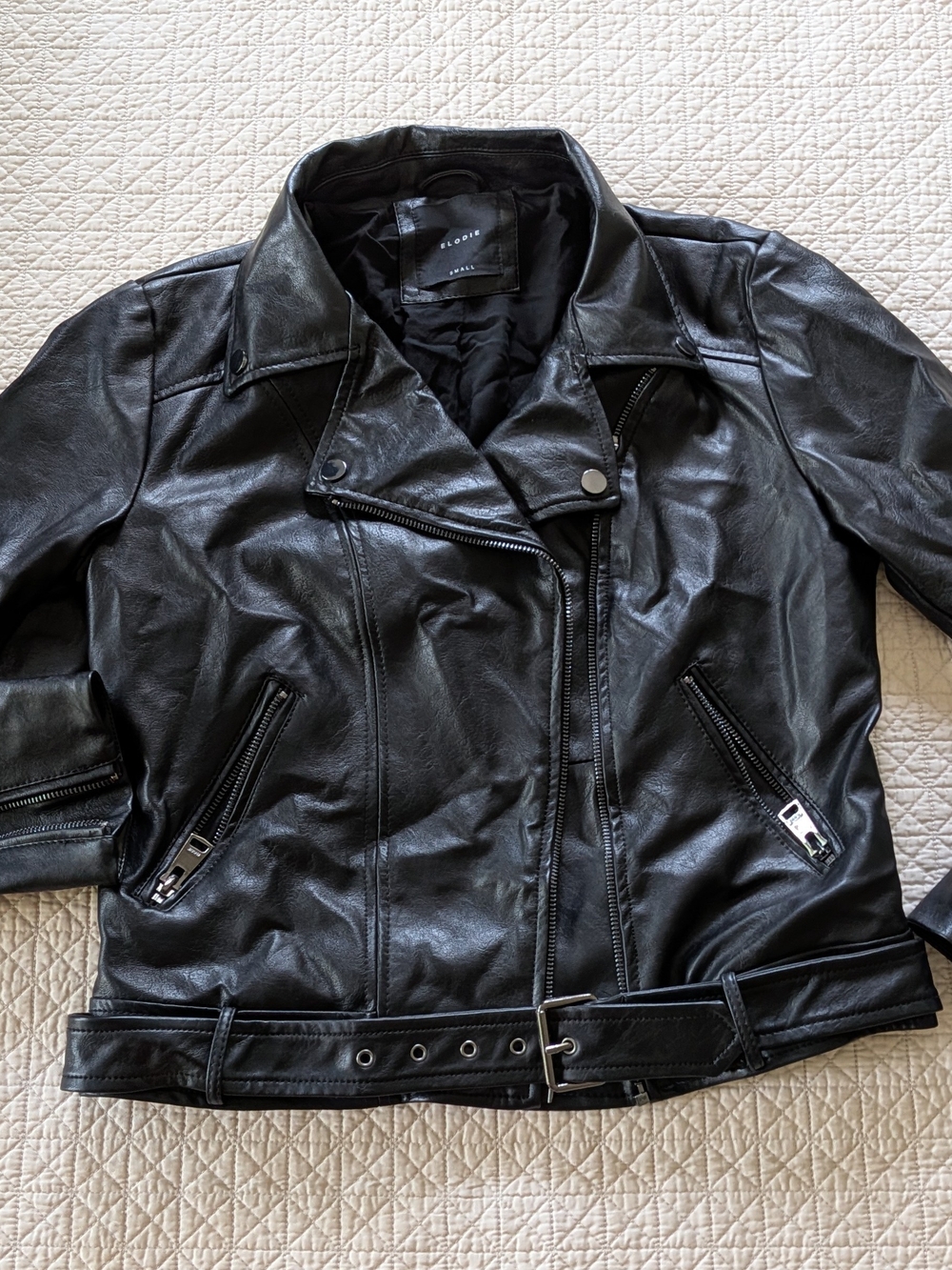 Classic Black Elodie Faux Leather Moto Jacket - Unbranded